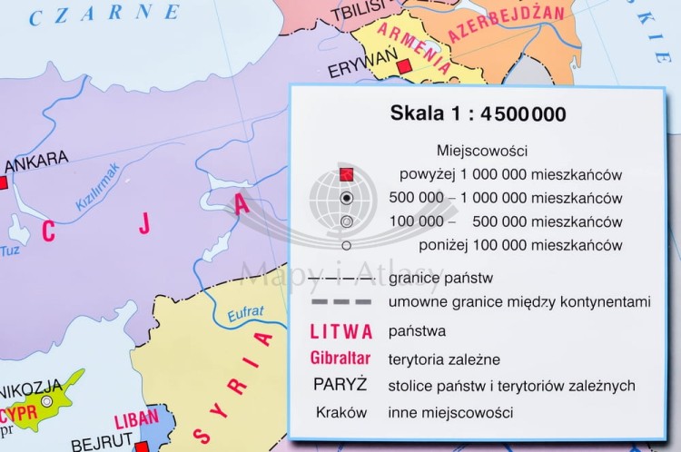 Europa. Mapa ścienna polityczna Nowa Era. Legenda