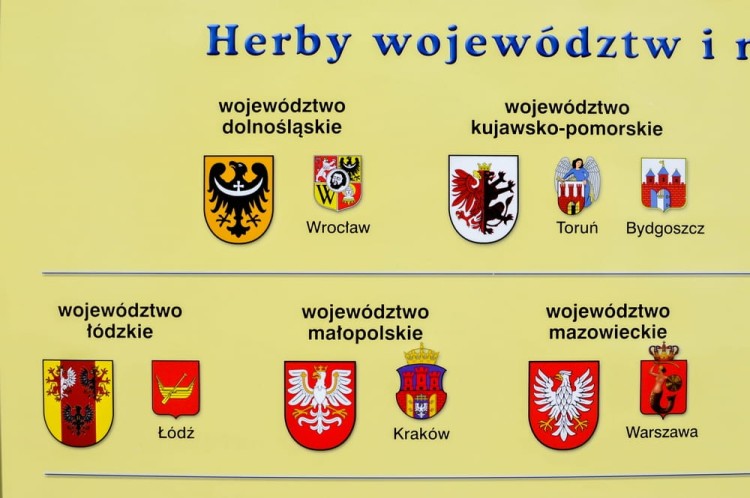 Polska mapa ścienna administracyjna - województwa. Herby 2