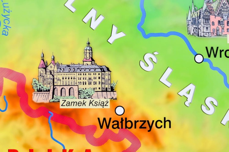 Polska mapa ścienna fizyczna- nasza ojczyzna. Fragment 3