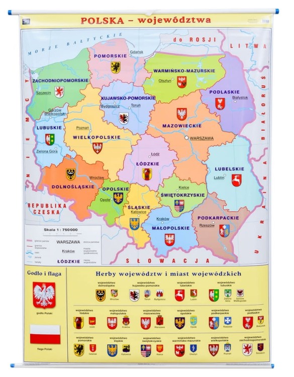 Polska mapa ścienna- województwa. Nowa Era