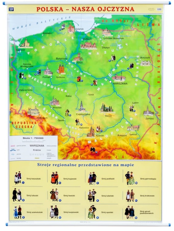 Polska mapa ścienna nasza ojczyzna. Nowa Era