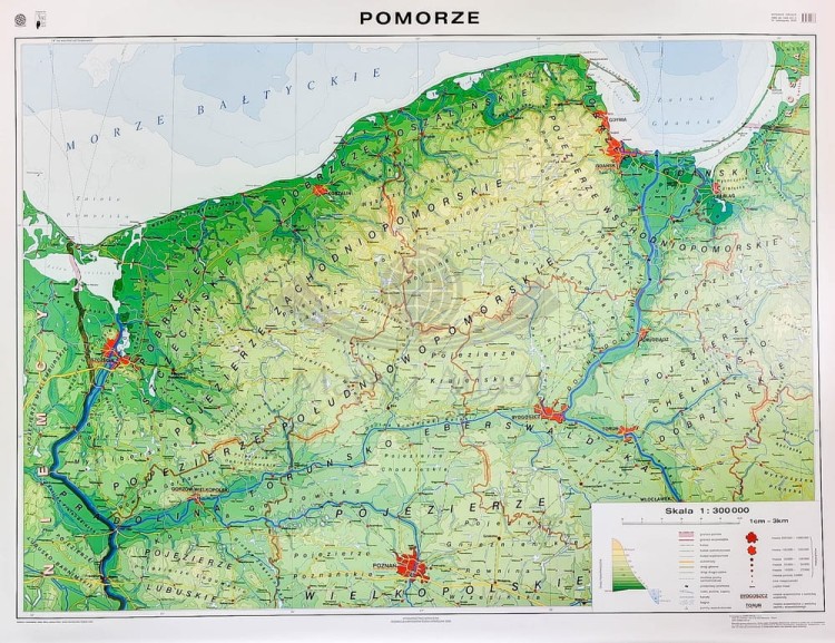 Pomorze mapa ścienna fizyczna. Nowa Era