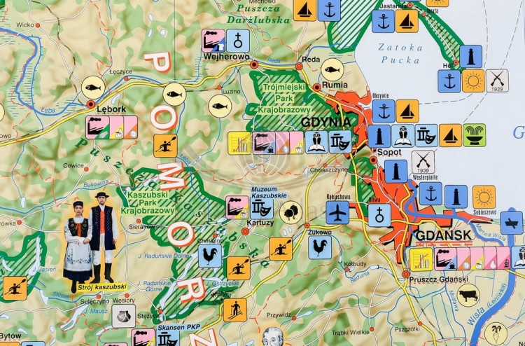 Pomorze mapa ścienna krajobrazowa. Nowa Era. Fragment 1