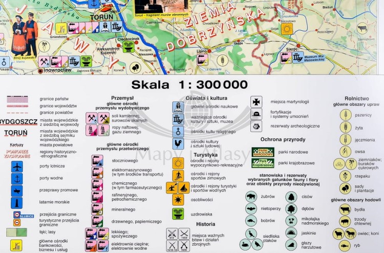 Pomorze mapa ścienna krajobrazowa. Nowa Era. Legenda