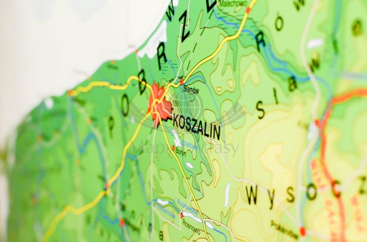 Pomorze mapa ścienna fizyczna. Nowa Era. Fragment 5