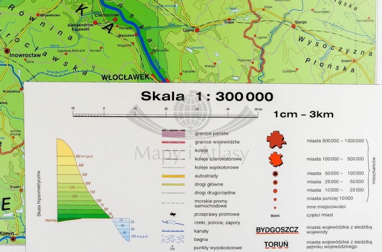 Pomorze mapa ścienna fizyczna. Nowa Era. Legenda
