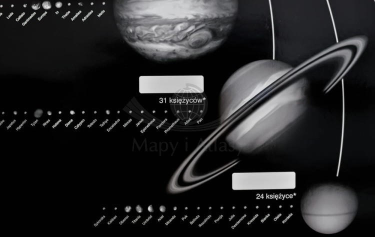 Planety i księżyce Układu Słonecznego. Plansza edukacyjna Nowa Era. Fragment 7