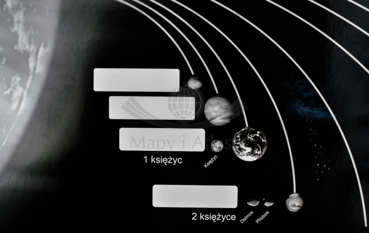 Planety i księżyce Układu Słonecznego. Plansza edukacyjna Nowa Era. Fragment 8