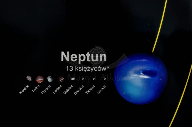 Planety i księżyce Układu Słonecznego. Plansza edukacyjna Nowa Era. Fragment 2