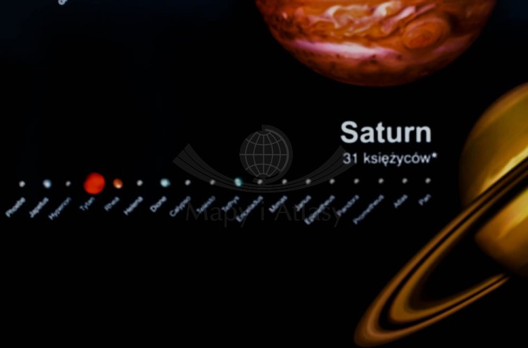 Planety i księżyce Układu Słonecznego. Plansza edukacyjna Nowa Era. Fragment 4