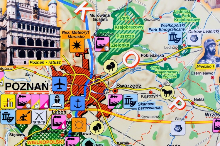 Wielkopolska. Mapa ścienna krajobrazowa. Nowa Era. Fragment 1