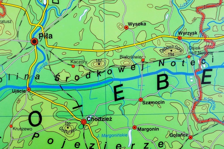 Wielkopolska. Mapa ścienna fizyczna. Nowa Era. Fragment 2