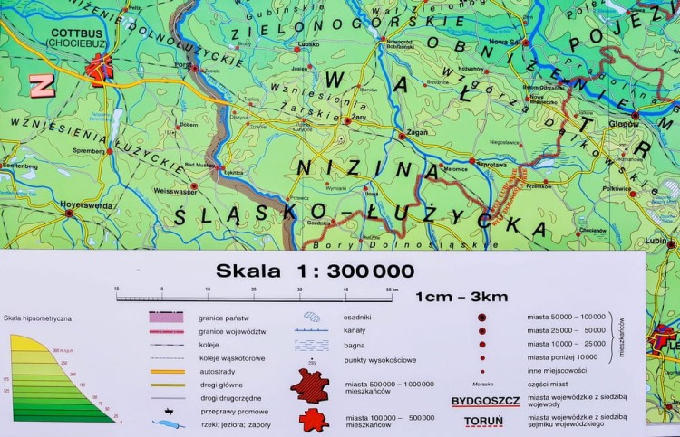 Wielkopolska. Mapa ścienna fizyczna. Nowa Era. Legenda