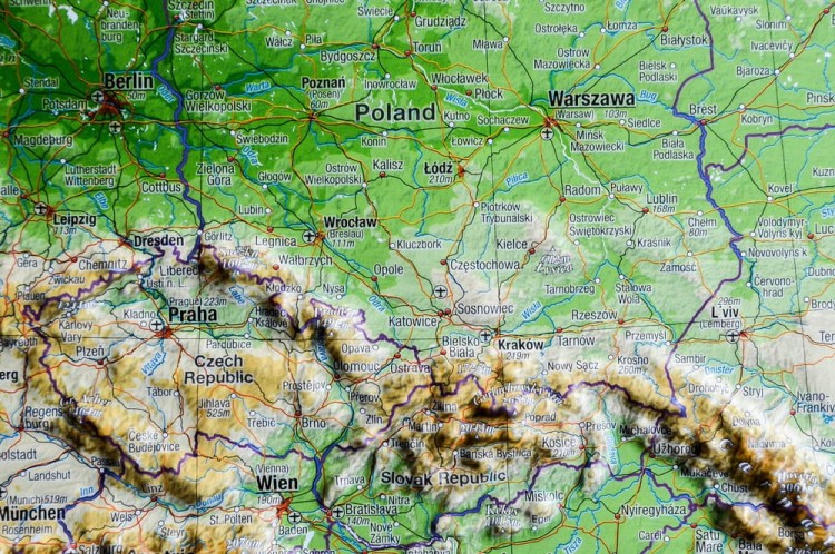 Europa 1:8 000 000. Mapa plastyczna w ramie wydawnictwa Georelief. Fragment 2