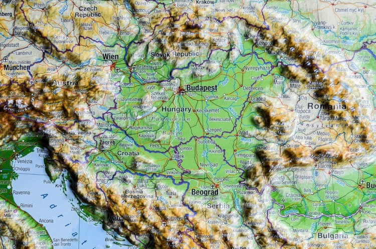 Europa 1:8 000 000. Mapa plastyczna w ramie wydawnictwa Georelief. Fragment 3
