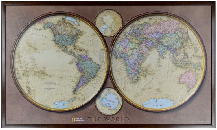 Świat. Półkule. Mapa ozdobna w wersji do wpinania. Wydawnictwo: National Geographic