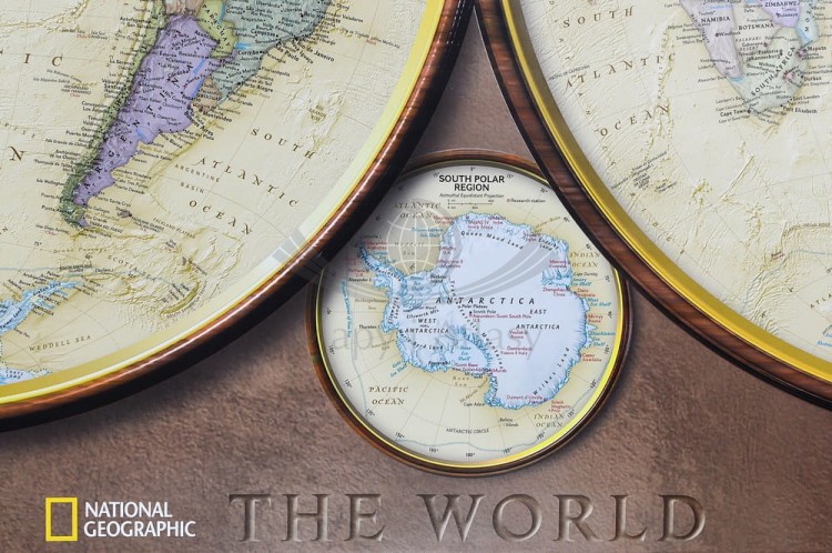 Świat. Półkule. Mapa ozdobna w wersji do wpinania. Wydawnictwo: National Geographic. Fragment 6