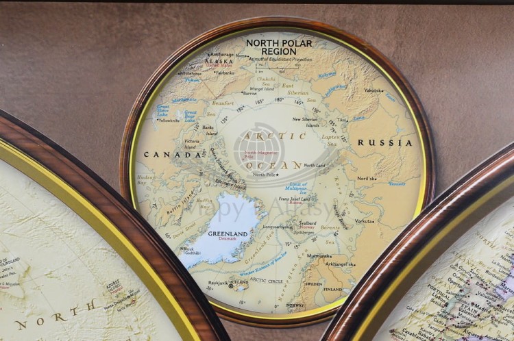 Świat. Półkule. Mapa ozdobna w wersji magnetycznej. Wydawnictwo: National Geographic. Fragment 5