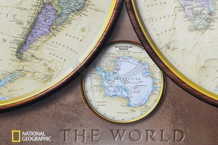 Świat. Półkule. Mapa ozdobna w wersji magnetycznej. Wydawnictwo: National Geographic. Fragment 6