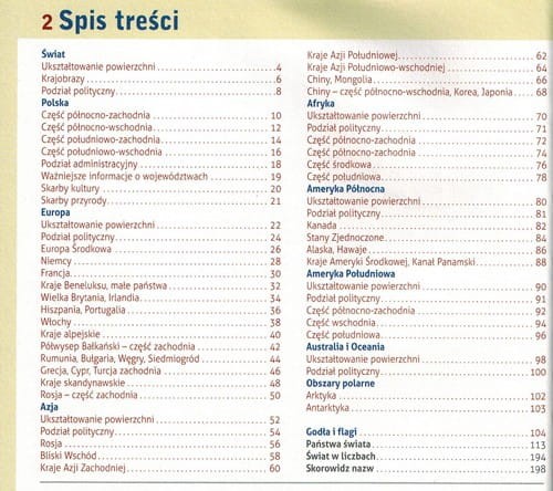 Atlas świata podręczny. Idealny dla krzyżówkowiczów. Wydawnictwo: Demart. Spis treści