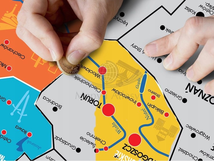 Polska. Mapa zdrapka wydawnictwa Arden. Fragment 1
