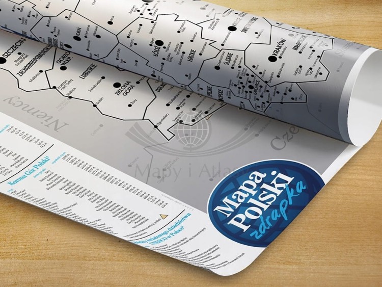 Polska. Mapa zdrapka wydawnictwa Arden. Fragment 2