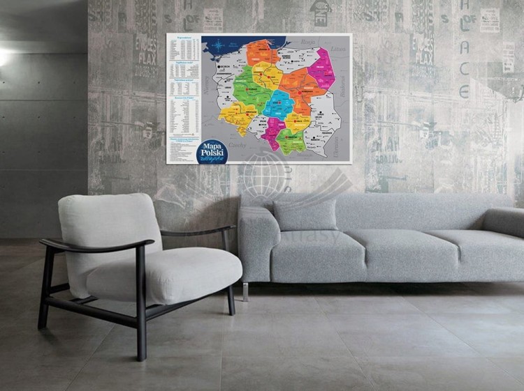 Polska. Mapa zdrapka wydawnictwa Arden. Przykład oprawy i aranżacji