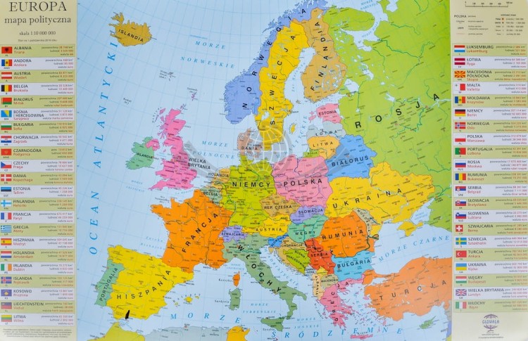 Europa mapa polityczna. Podkładka na biurko