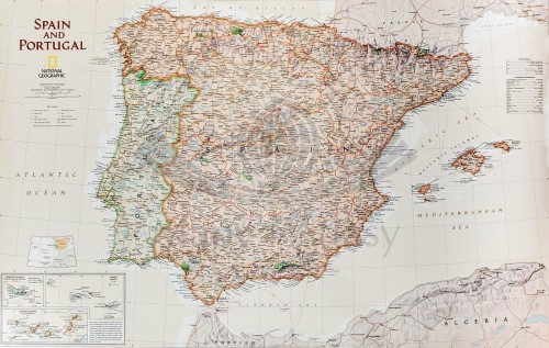 Hiszpania i Portugalia 1:1 803 000. Mapa ścienna ekskluzywna wydawnictwa National Geographic
