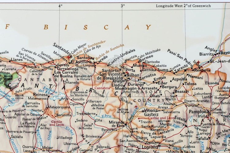 Hiszpania i Portugalia 1:1 803 000. Mapa ścienna ekskluzywna wydawnictwa National Geographic. Fragment 2