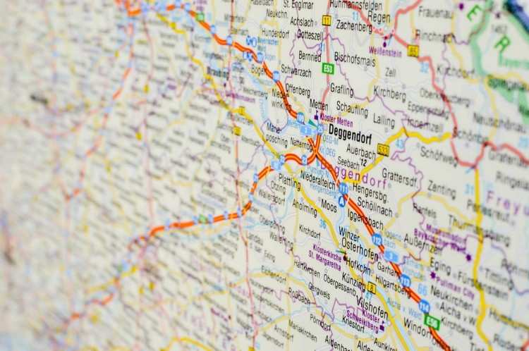 Niemcy Południowe. Mapa ścienna administracyjno-drogowa. Fragment 7