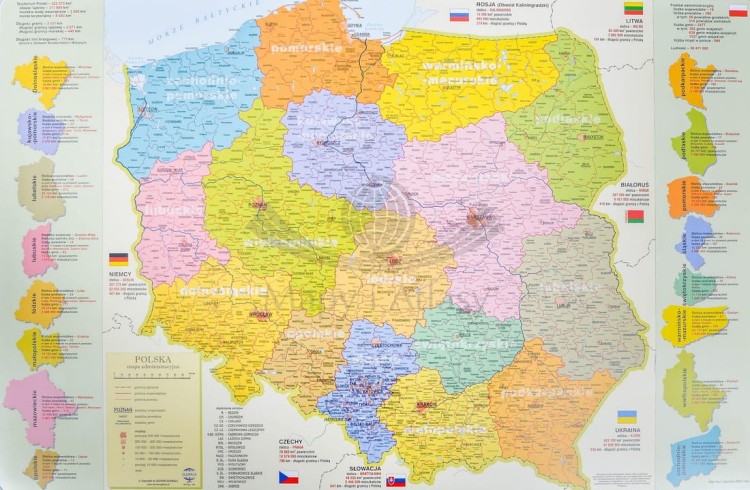 Polska mapa administracyjna. Podkładka na biurko