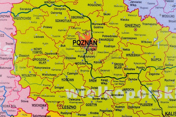 Polska mapa administracyjna. Podkładka na biurko. Fragment 2