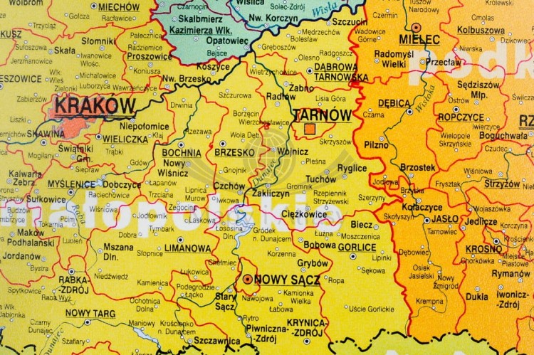 Polska mapa administracyjna. Podkładka na biurko. Fragment 3