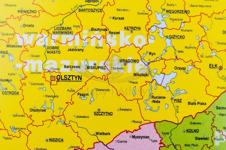 Polska mapa administracyjna. Podkładka na biurko. Fragment 4