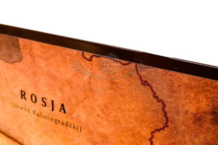 Polska mapa ścienna turystyczna. Metalowe listwy