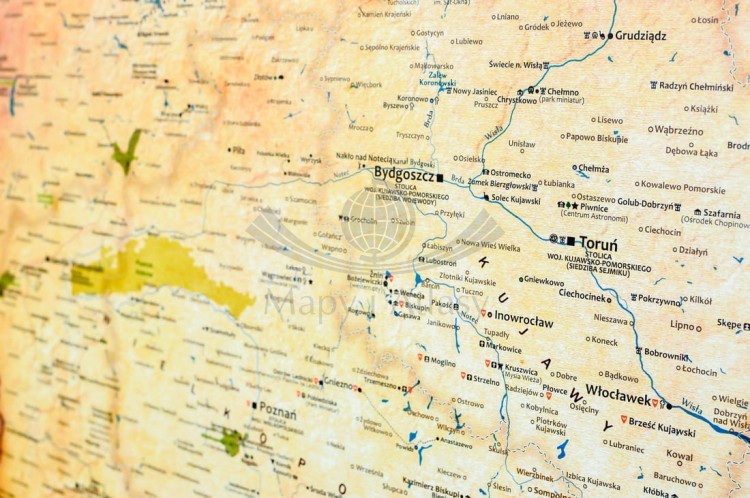 Polska mapa ścienna turystyczna. Fragment 9