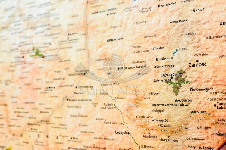 Polska mapa ścienna turystyczna. Fragment 10