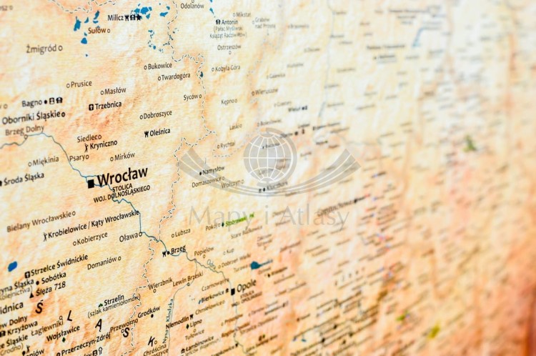 Polska mapa ścienna turystyczna. Fragment 11