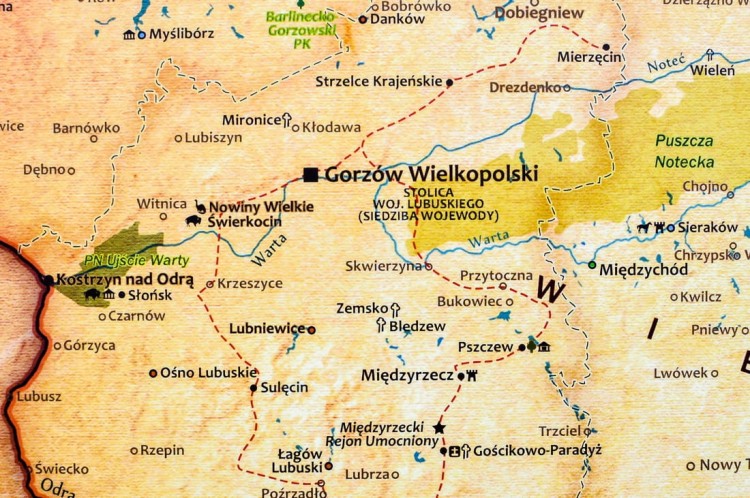 Polska. Mapa ścienna turystyczna. Fragment 5