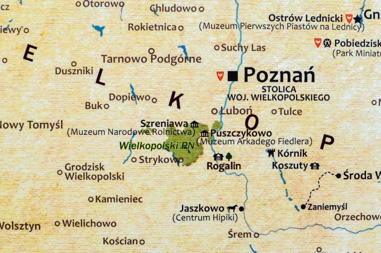Polska. Mapa ścienna turystyczna. Fragment 6