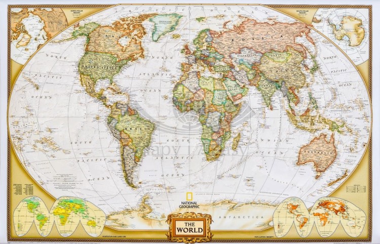 Świat 1:29 811 000. Mapa ścienna polityczna, ekskluzywna. Laminat matowy. Wydawnictwo: National Geographic