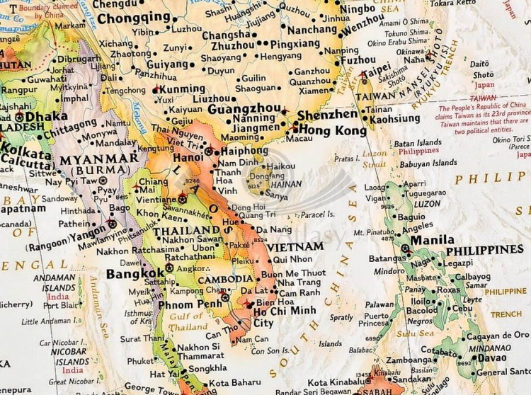 Świat 1:29 811 000. Mapa ścienna polityczna, ekskluzywna. Laminat matowy. Wydawnictwo: National Geographic. Fragment 4