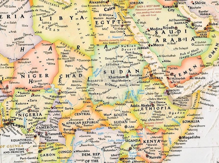 Świat 1:29 772 000. Mapa ścienna polityczna, ekskluzywna. Laminat błysk. Wydawnictwo: National Geographic. Fragment 3