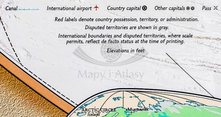 Świat 1:29 772 000. Mapa ścienna polityczna, ekskluzywna. Laminat błysk. Wydawnictwo: National Geographic. Legenda
