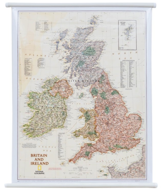 Wielka Brytania i Irlandia. Mapa ścienna ekskluzywna. National Geographic