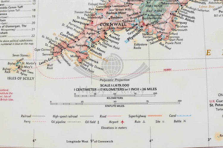Wielka Brytania i Irlandia. Mapa ścienna ekskluzywna. National Geographic. Legenda