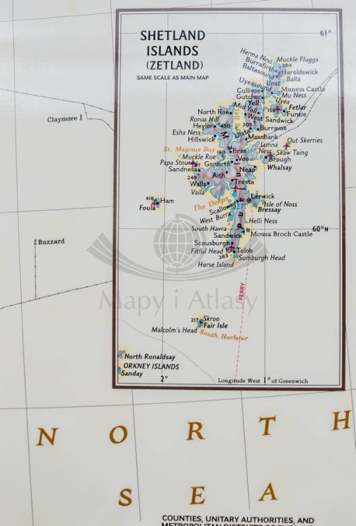 Wielka Brytania i Irlandia. Mapa ścienna ekskluzywna. National Geographic. Fragment 6