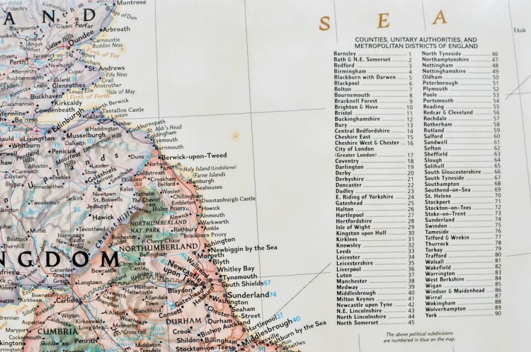 Wielka Brytania i Irlandia. Mapa ścienna ekskluzywna. National Geographic. Fragment 3
