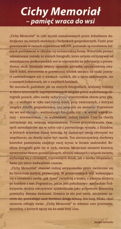 Cichy memoriał. Mapa bieszczadzkich murali Arkadiusza Andrejkowa wydawnictwa Compass. Opis